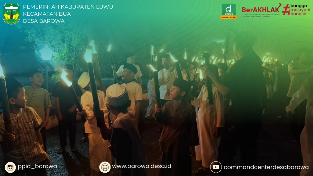 Remaja Masjid dan Pemuda Desa Barowa Gelar Gema Takbir & Pawai Obor