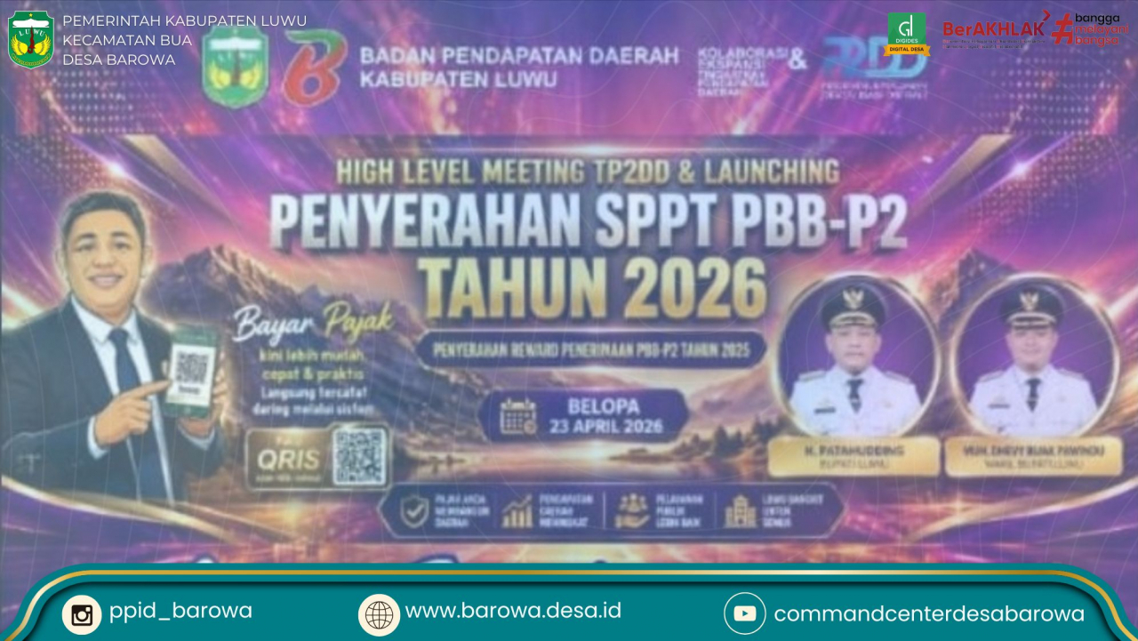 Desa Barowa Raih Penghargaan PBB-P2 100% di Ajang High Level Meeting TP2DD