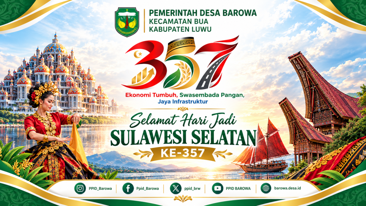 Hari Jadi Sulsel Ke-357, Pemdes Barowa Dukung Ekonomi Tumbuh dan Pembangunan Berkelanjutan