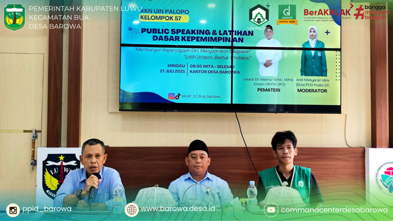 KKN UIN Palopo Posko 57 Gelar Pelatihan Public Speaking dan Kepemimpinan untuk Pemuda Desa Barowa