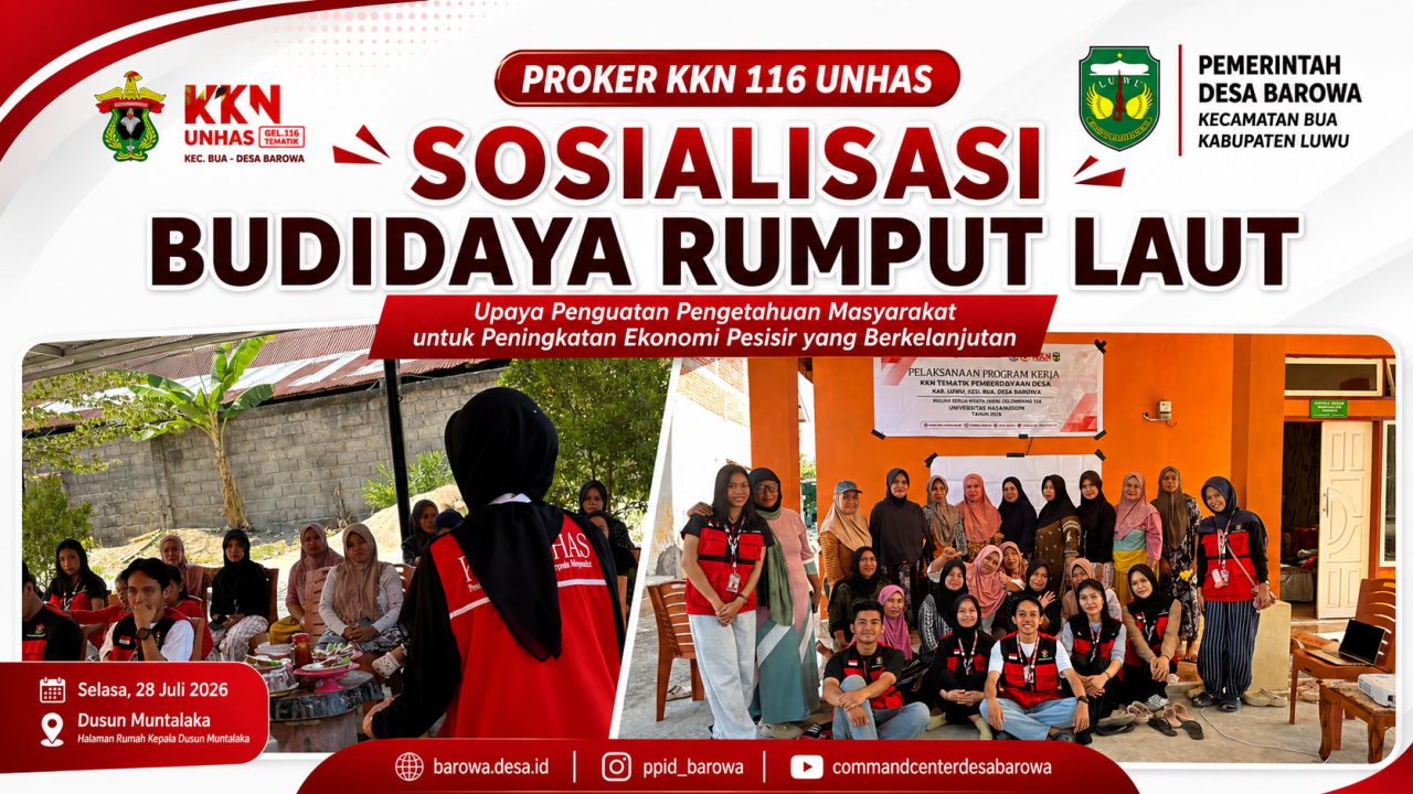 KKN 116 UNHAS Hadirkan Sosialisasi Budidaya Rumput Laut, Dorong Peningkatan Pengetahuan Masyarakat