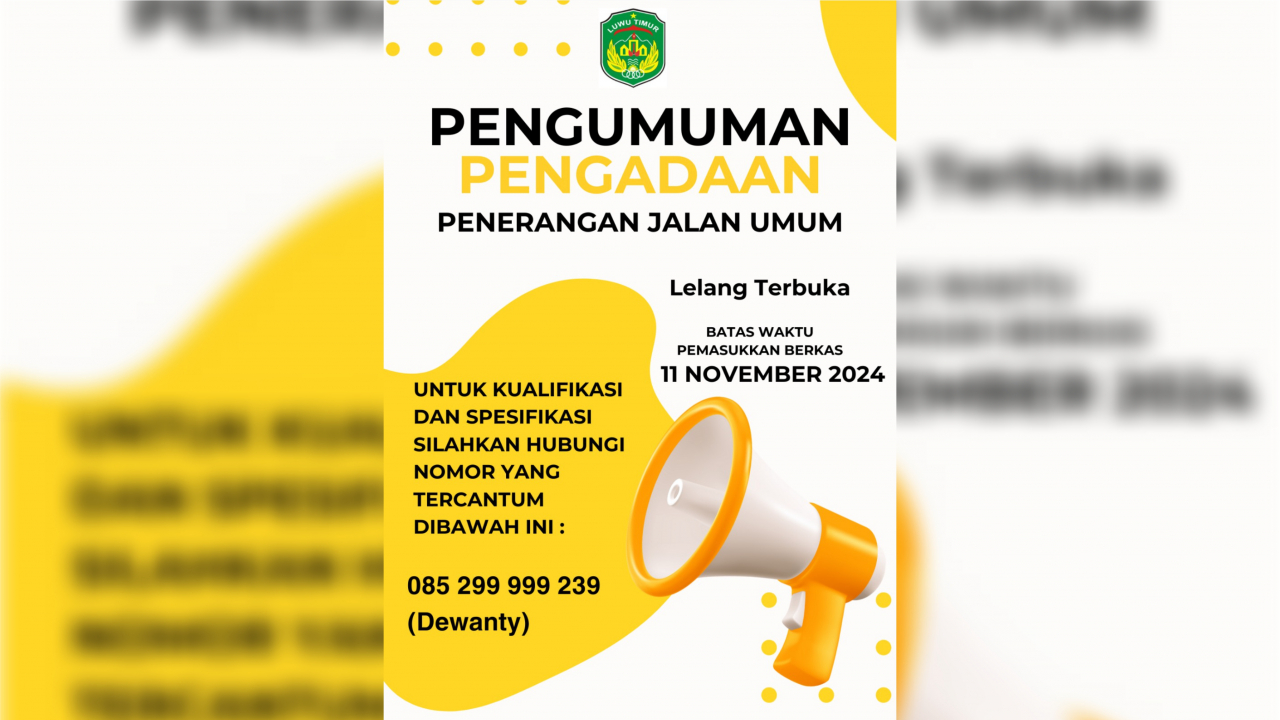 Pengumuman Pengadaan Penerangan Jalan Umum