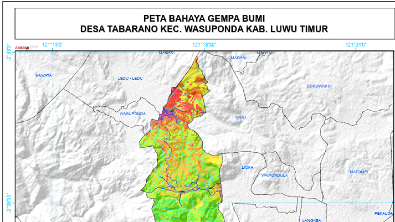 PETA BAHAYA GEMPA BUMI DESA TABARANO