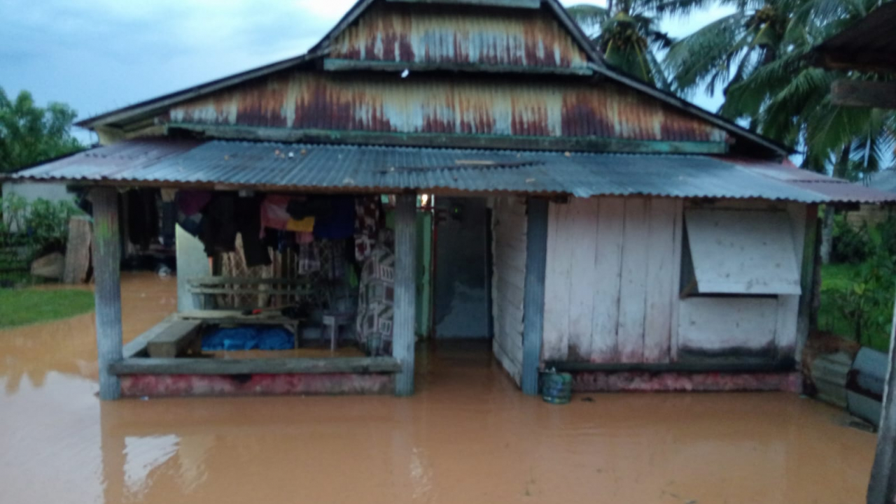 BANJIR LANDA DESA ONEEHA, LIMA RUMAH TERGENANG DAN 25 HEKTAR SAWAH TERANCAM GAGAL PANEN