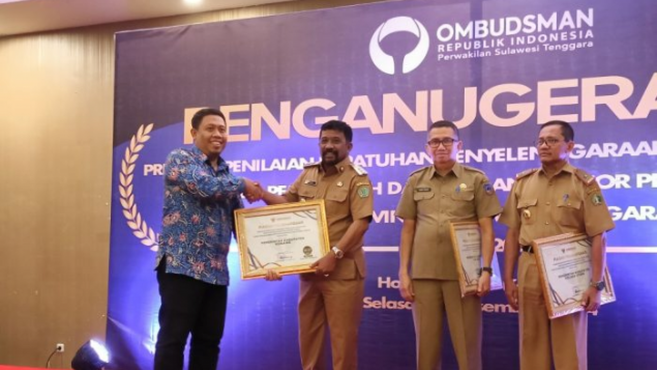 Konawe Raih Penghargaan Pelayanan Publik Kualitas Tertinggi dari Ombudsman RI