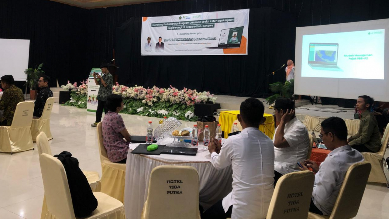 Kepala Desa Watulawu Hadiri Peluncuran Program Perlindungan Jaminan Sosial Ketenagakerjaan dan Sistem Inovasi Digital Kabupaten Konawe