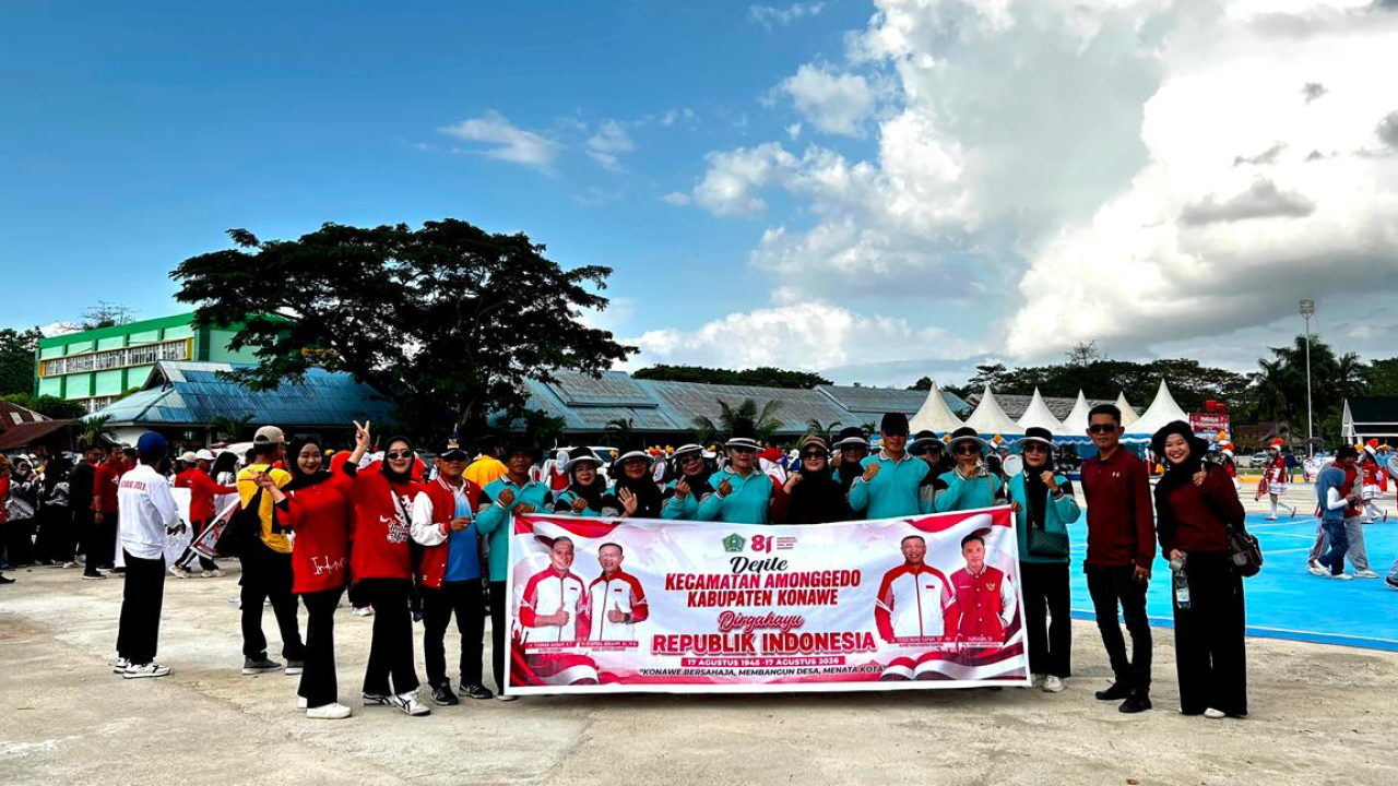 Semarak HUT ke-81 RI, Aparat Desa Watulawu Ikut dalam Barisan Devile Kecamatan Amonggedo pada Porseni Kabupaten TA 2026
