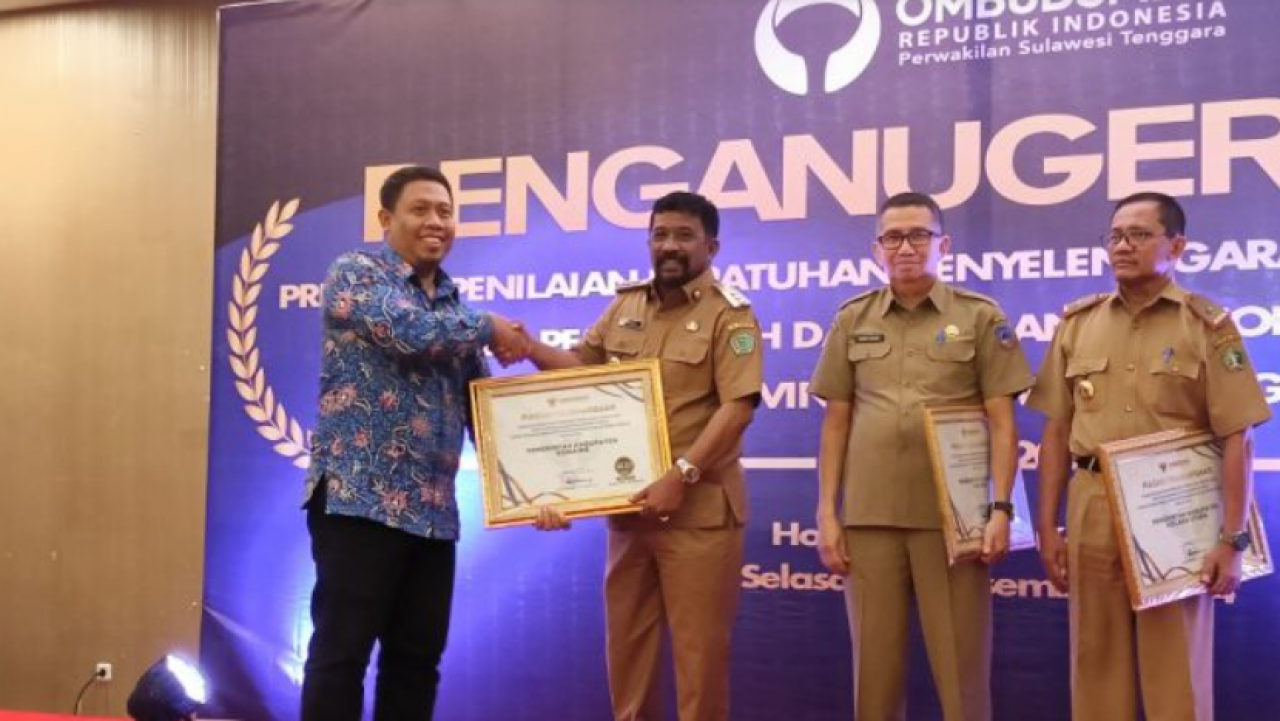 Konawe Raih Penghargaan Pelayanan Publik Kualitas Tertinggi dari Ombudsman RI