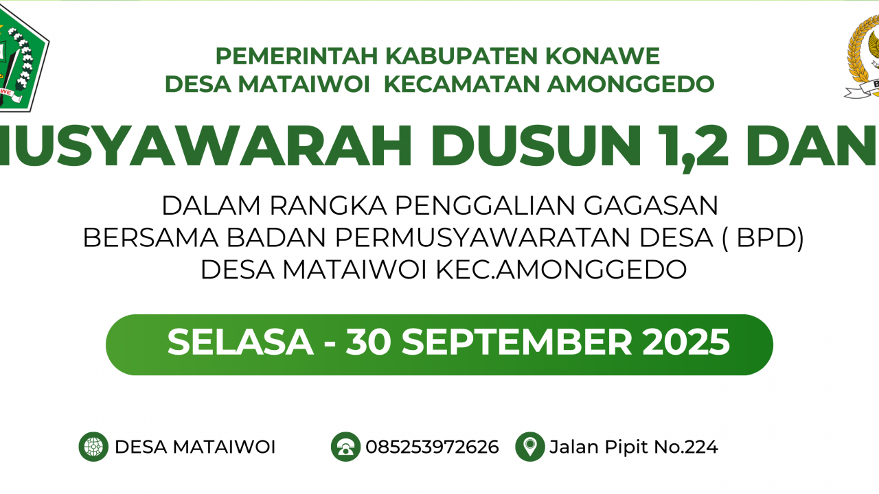 RAPAT KERJA PENGGALIAN GAGASAN DUSUN 1,1 DAN 3 BERSAMA BPD DESA MATAIWOI TAHUN ANGGARAN 2026