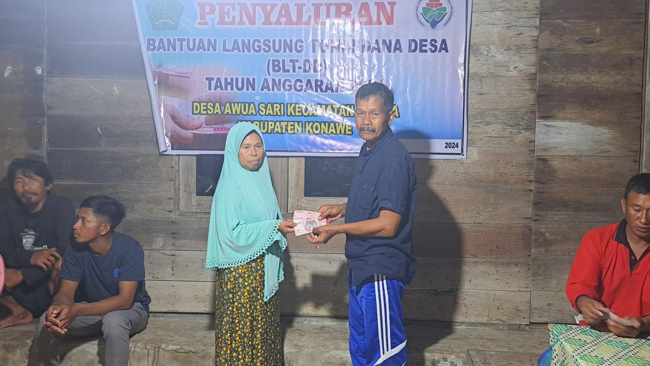 Penyaluran Bantuan Langsung Tunai-Dana Desa (BLT-DD) Tahun 2024 Desa Awua Sari Tahap 2 Salur 5, 6, 7 (Bulan  Mei, Juni Juli ). Di Salurkan pada, 08 Juli 2024
