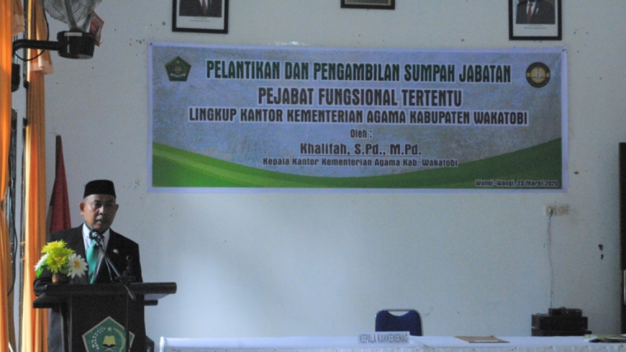 Lantik Sejumlah Pejabat Fungsional, Kepala Kemenag Wakatobi Ucapkan Selamat Bekerja