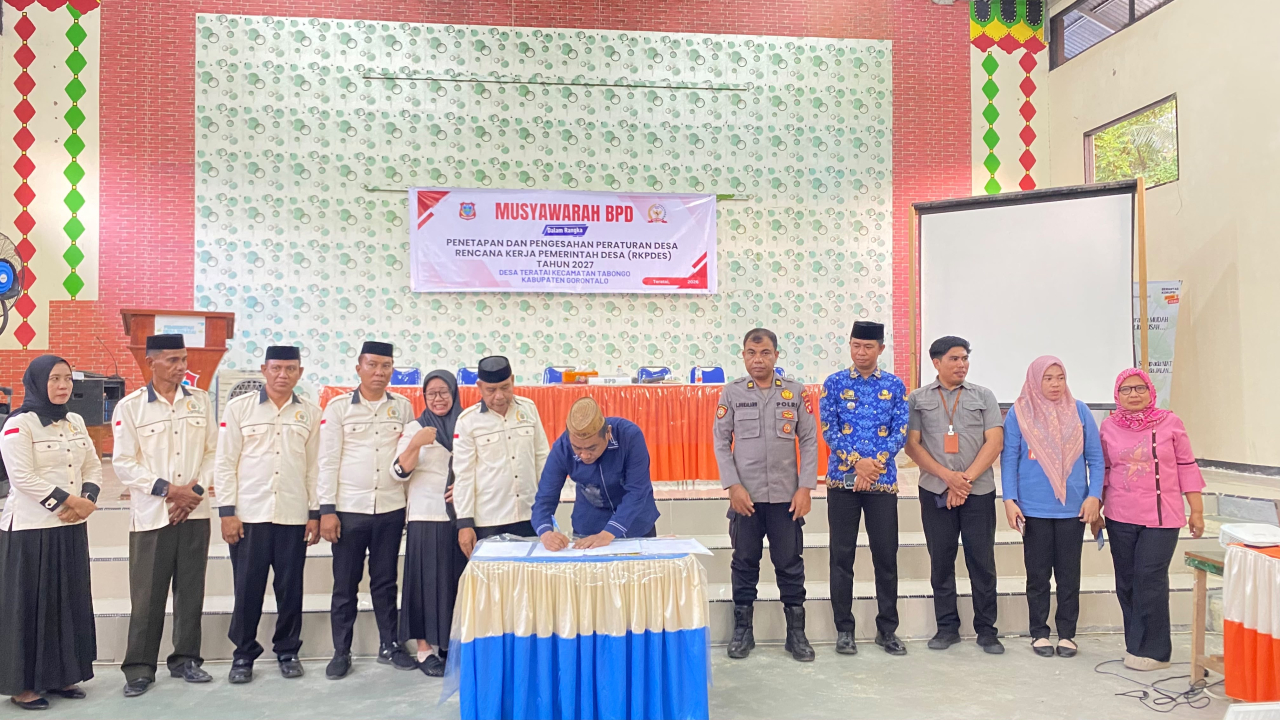 Musyawarah BPD dalam Rangka penetapan dan pengesahan peraturan desa Rencana Kerja Pemerintah Desa (RKPDES) Tahun 2027 Desa Teratai Kecamatan Tabongo Kabupaten Gorontalo