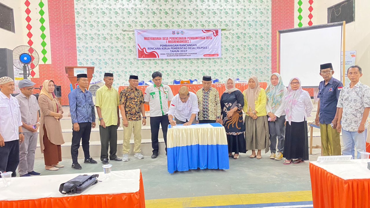 Musyawarah Desa Perencanaan Pembangunan Desa (MUSRENBANGDES) Pembahasan Rancangan Rencana Kerja Pemerintah Desa (RKPDES) Tahun 2027 Desa Teratai, Kecamatan Tabongo, Kabupaten Gorontalo.