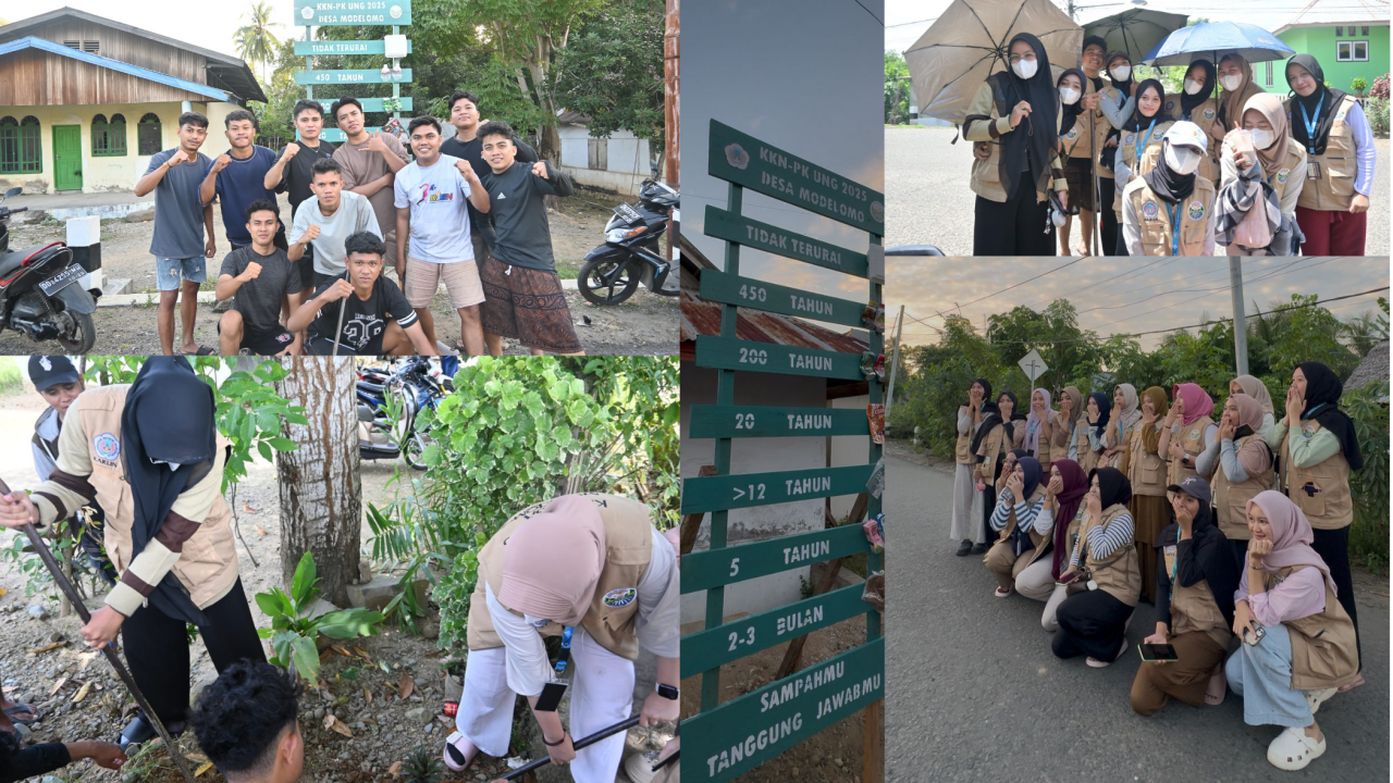 Mahasiswa KKN-PK Universitas Negeri Gorontalo Pasang Plang Edukasi Sampah di Desa Modelomo