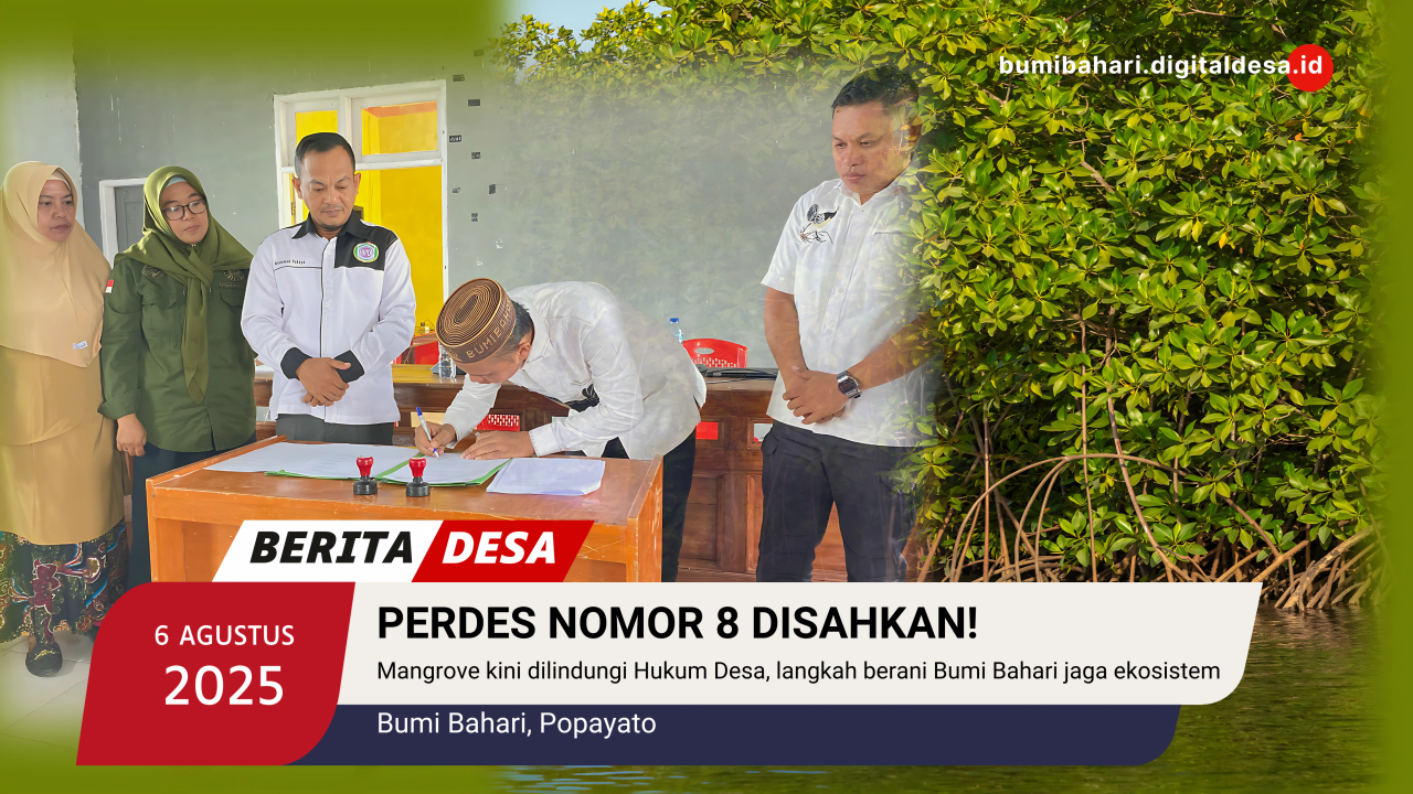 Perdes Nomor 8 Disahkan: Desa Bumi Bahari Tegaskan Komitmen Lindungi Ekosistem Mangrove