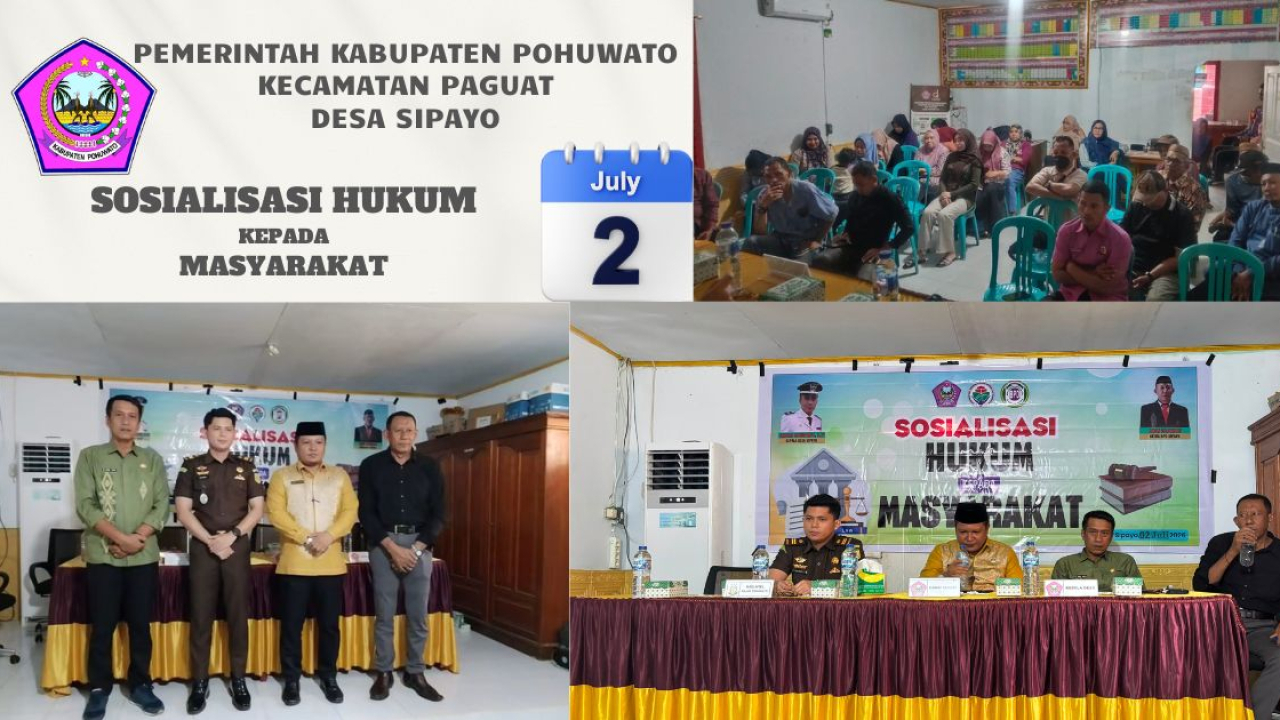 Tingkatkan Kesadaran Hukum Masyarakat, Pemerintah Desa Sipayo Gelar Sosialisasi Bersama Kejaksaan Negeri Pohuwato