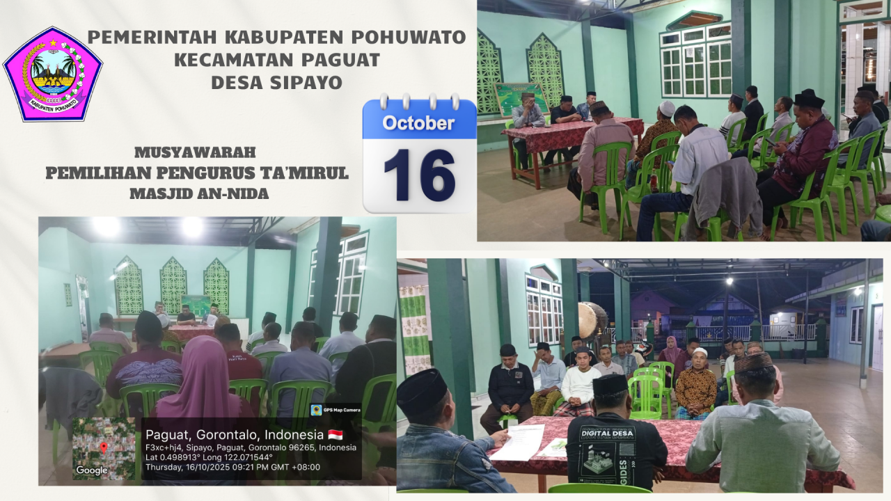 Formasi Baru Pengurus Ta'mirul Masjid An-Nida Desa Sipayo Terpilih