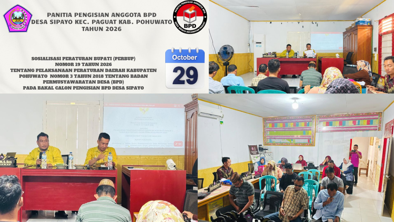 Menuju BPD Desa Sipayo yang Berintegritas, Bakal Calon Ikuti Sosialisasi Perbup Nomor 19 Tahun 2026