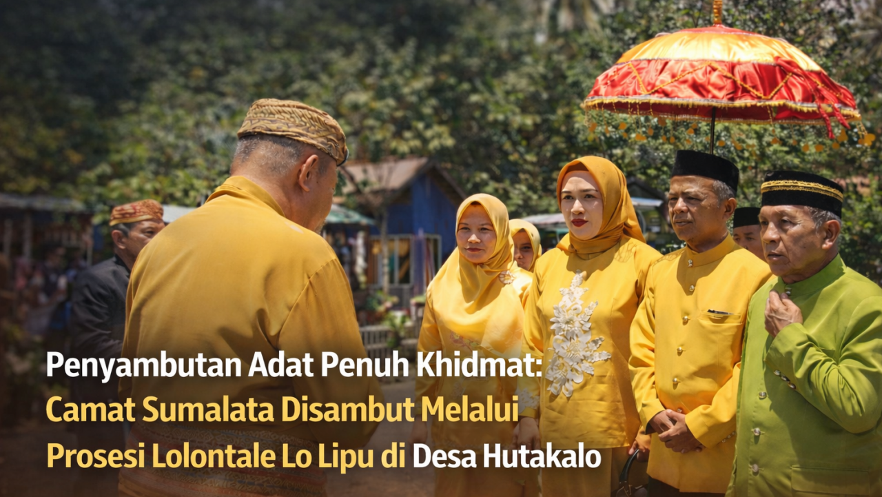 Prosesi Adat Lolontale Lo Lipu Sambut Camat Sumalata di Desa Hutakalo