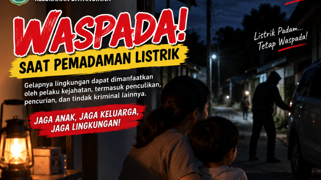 PEMADAMAN LISTRIK DI MALAM HARI, WARGA DIIMBAU TINGKATKAN KEWASPADAAN