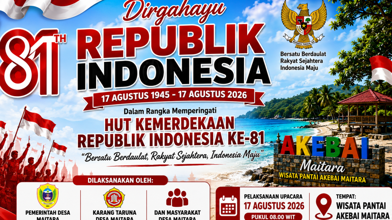 Warga Maitara Bersihkan Pantai Akebai Sambut HUT RI ke 81