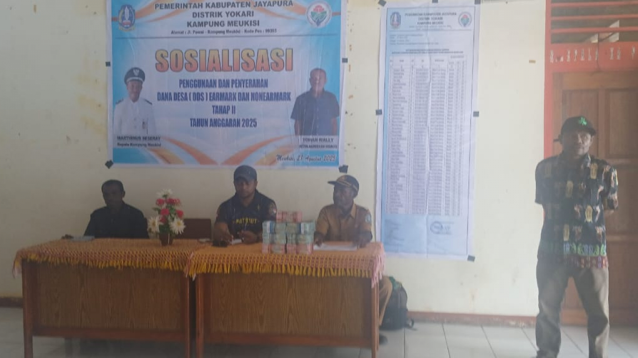 Sosialisasi dan Penyerahan Dana Desa Tahap II Tahun 2025 di Kampung Meukisi